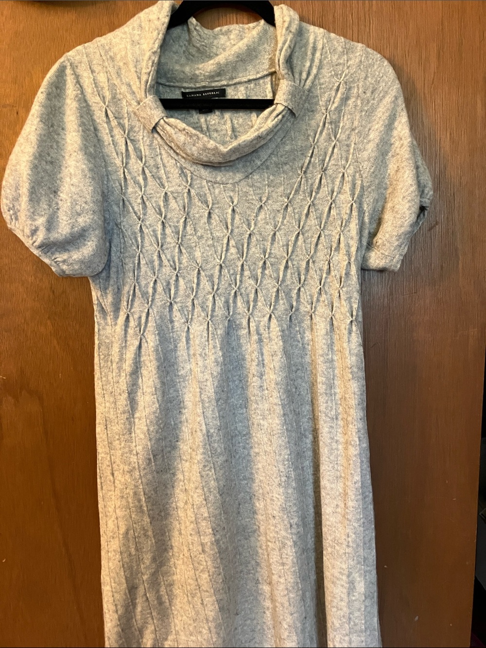 Banana Republic Light Gray Knit Cowl Neck Short Sleeve Dress